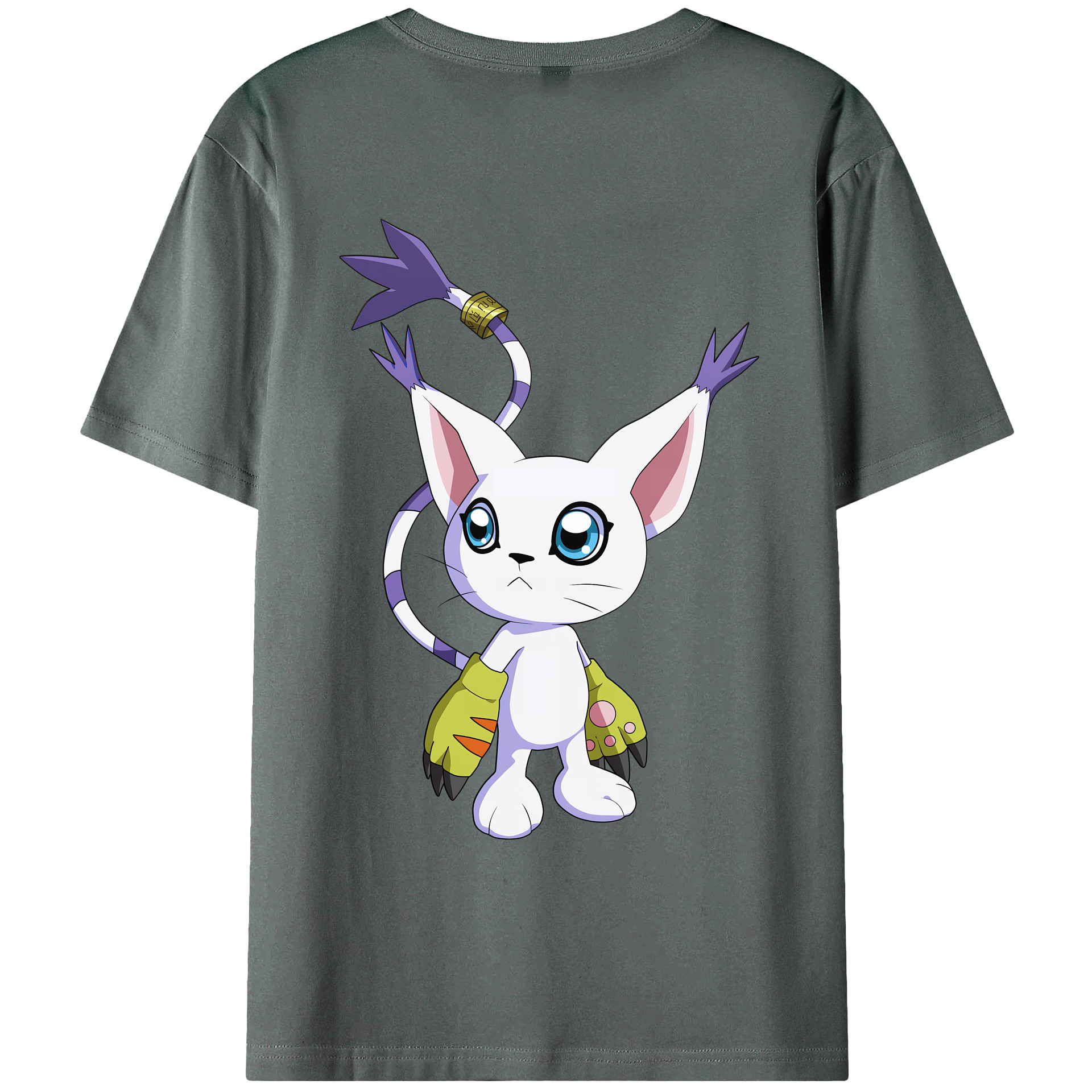 （画像用） Digimon デジタルモンスター/デジモン 綿100％ メンズ半袖Tシャツ（バックプリント） 通気性